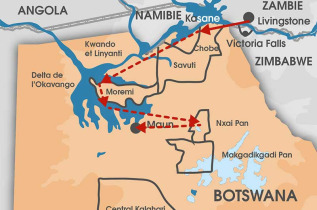 Botswana - Carte Victoria Falls - Chobe - Moremi - Boteti
