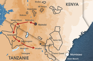Carte Combiné Kenya Tanzanie Du Masai Mara au Serengeti
