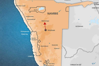 Namibie - carte extension Okonjima vu du ciel