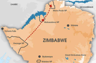 Zimbabwe - Carte extension au lac Kariba