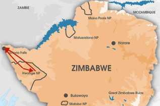 Zimbabwe - Carte safari Hwange passion