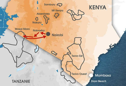 Carte Kenya Masai Mara et la vallée du Rift