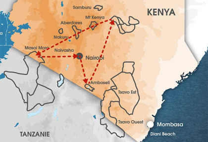 Kenya - Carte Safari aérien Elewana