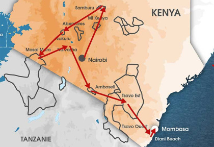 Kenya - carte safari Ndefu Kanga