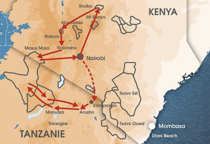Kenya - carte safari Kazkazini Duma