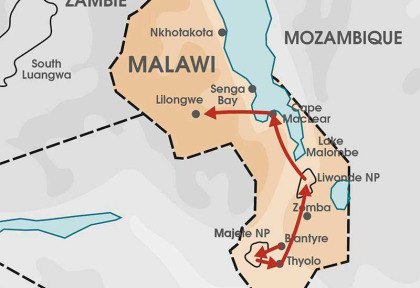 Carte - Découverte du Sud du Malawi en version luxe 