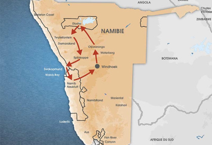 Namibie - Carte Circuit Privatif Charmes de Namibie