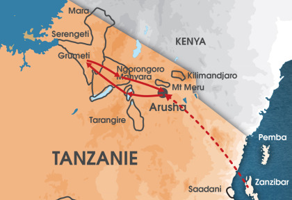 Tanzanie - carte safari Swala Duma