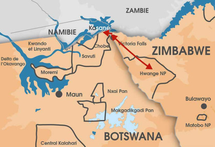 Zimbabwe - Carte safari De Hwange à Chobe en version confort