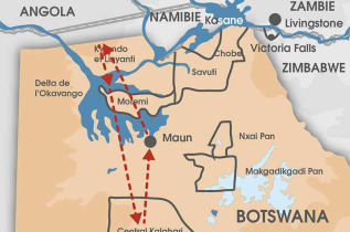 Botswana - Carte Linyanti - Okavango Delta - Central Kalahari