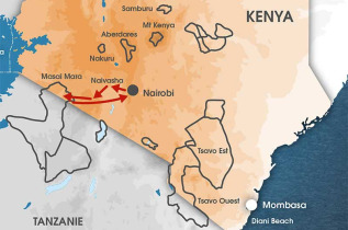 Carte Kenya Masai Mara et la vallée du Rift