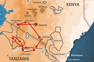 Carte - Safari combiné Kenya et Tanzanie en privatif