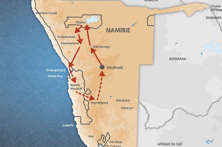 Namibie - Carte Circuit La Namibie Version Luxe