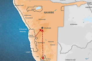 Namibie - Carte extension Fish River Canyon vu du ciel