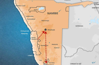 Namibie - Carte extension Fish River Canyon vu du ciel