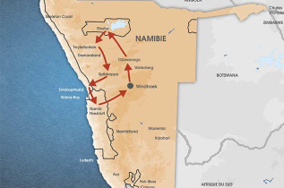 Namibie - Carte Circuit regroupé francophone Sous le charme Namibien