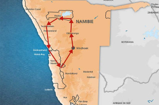 Namibie - Carte Circuit L’aventure namibienne en 4x4 camper