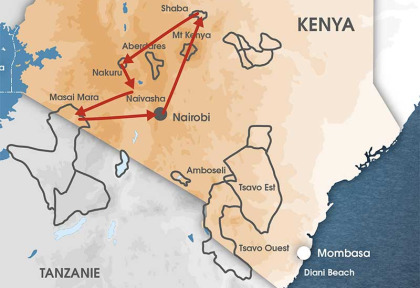 Kenya - Carte safari Kazkazini