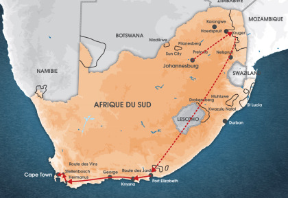 Carte Afrique du Sud - L'essentiel de l'Afrique du Sud de Johannesburg à Cape Town