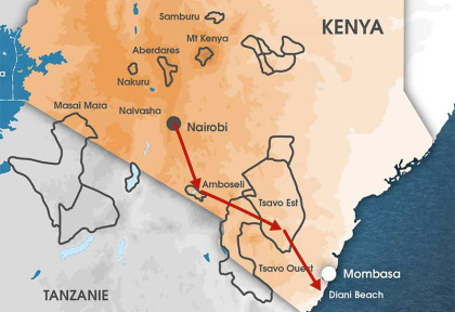 Kenya - Carte safaris et plages