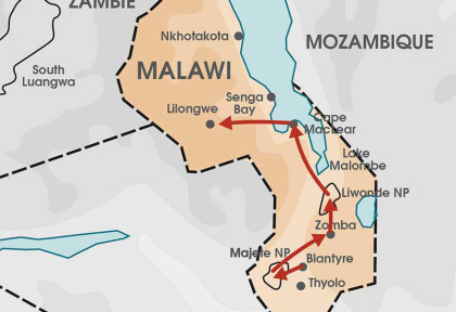 Carte - Découverte du Sud du Malawi en version charme 