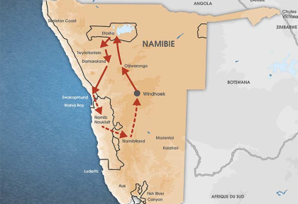 Namibie - Carte Circuit La Namibie Version Luxe