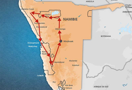 Namibie - Carte ircuit Namibie et NamibRand