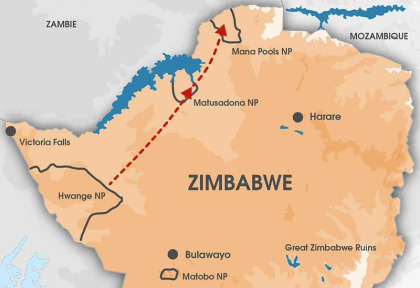 Zimbabwe - Carte extension au lac Kariba