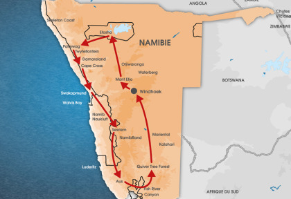 La Namibie en camping - Carte